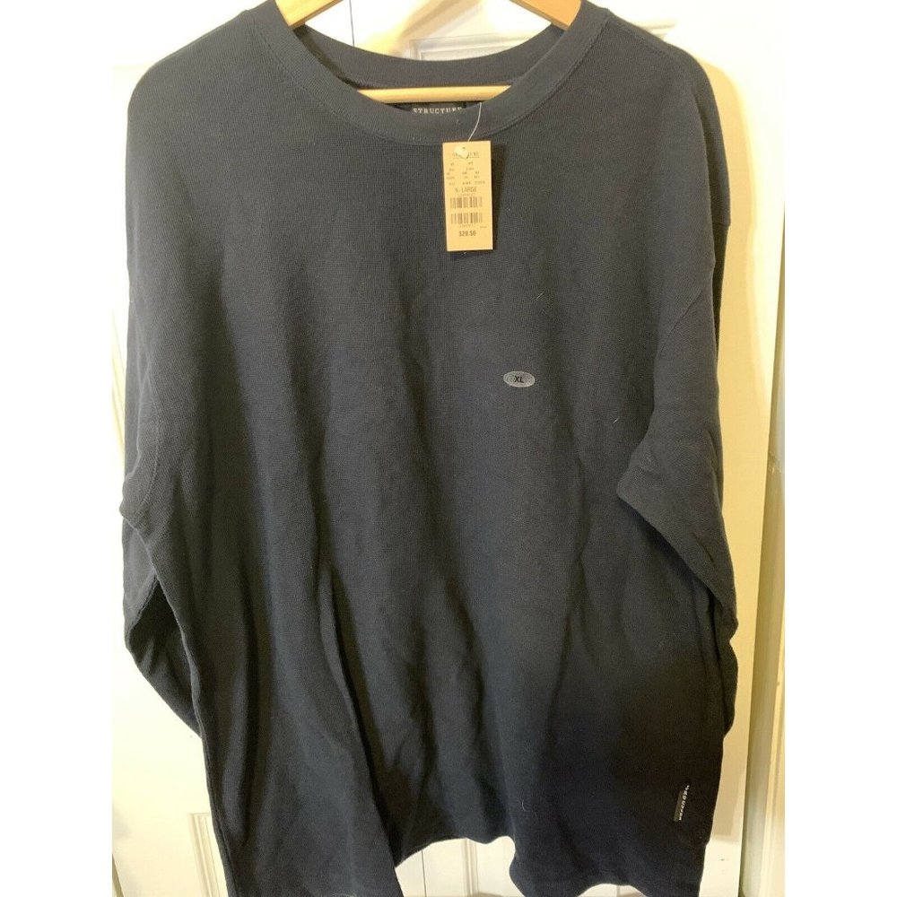Vintage Structure Men’s Sz XL Long Sleeve Pullover T Shirt Blue‎ dead stock Rare